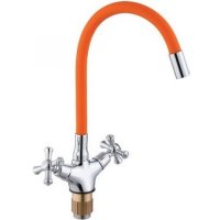 Смеситель для кухни с гибким изливом ViEiR V210122-L Хром/Оранжевый