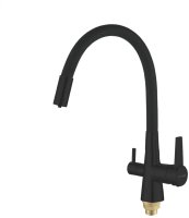 Смеситель для кухни с гибким изливом и подключением фильтра Shevanik S668H, черный