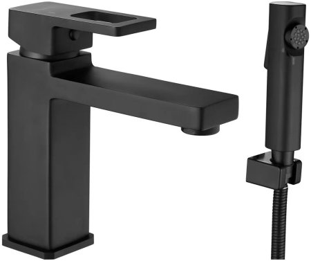 Смеситель для раковины с гигиеническим душем Shevanik S8271H, черный 