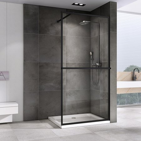Душевая перегородка Abber Immer Offen 100 AG60100B8 профиль Черный стекло прозрачное 