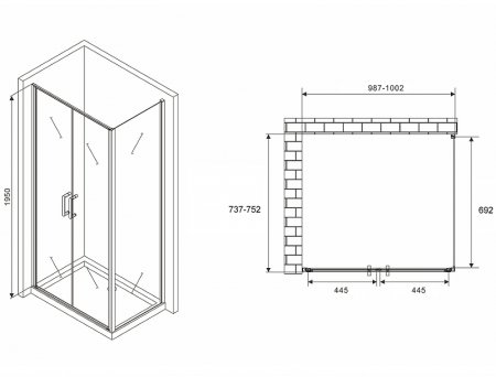 Душевой уголок Abber Sonnenstrand 100x75 AG04100BC-S75B профиль Черный стекло прозрачное 