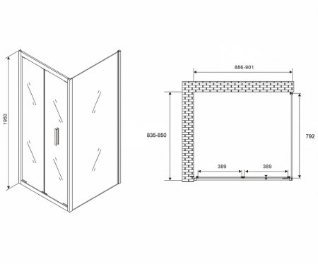Душевой уголок Abber Sonnenstrand 90х85 AG07090-S85 профиль Хром стекло прозрачное 