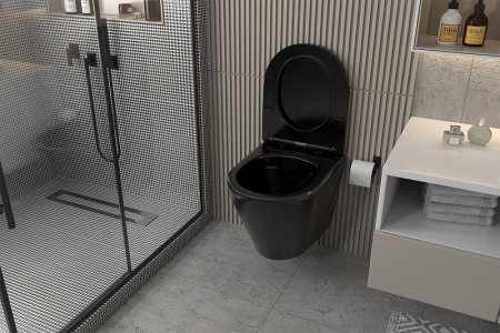 Унитаз Abber Bequem AC1102MB подвесной Черный матовый с сиденьем Микролифт 