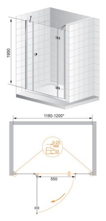 Душевая дверь в нишу Cezares Verona B13 30/60/60 P Cr R 