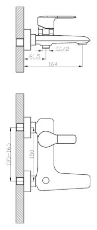 Смеситель Rossinka V V35-31 для ванны с душем 