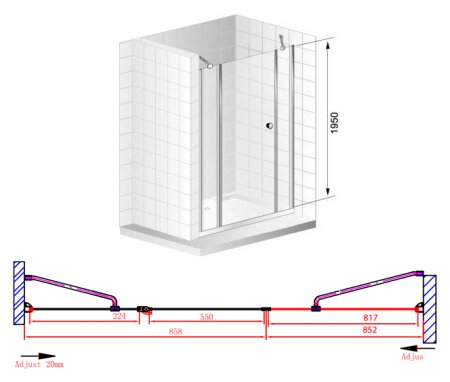 Душевая дверь в нишу Cezares Elena B13 90/60/30 C Cr 