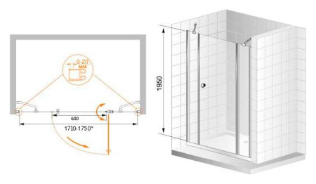 Душевая дверь в нишу Cezares Elena B13 90/60/30 C Cr 