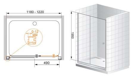 Душевая дверь в нишу Cezares Anima BF1 120 C Cr 