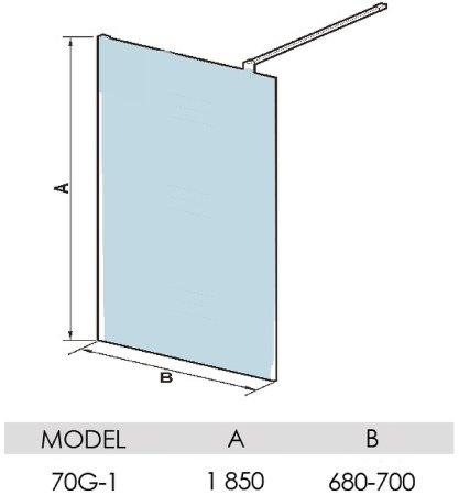 Душевая перегородка WeltWasser WW400 70G-1 10000006279 профиль Хром стекло прозрачное 
