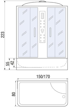 Душевой бокс River Dunay 170x80 ТН 10000001473 с поддоном 