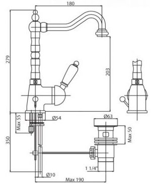 Смеситель Cezares Vintage VINTAGE-LSM2-02-Sw для раковины 