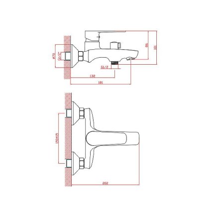 Смеситель однорычажный для ванны короткий излив HAIBA CRON CN60523 