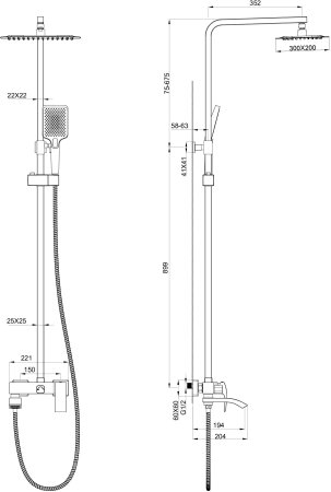 Душевая система WONZON & WOGHAND, Брашированное золото (WW-88739009-BG) 