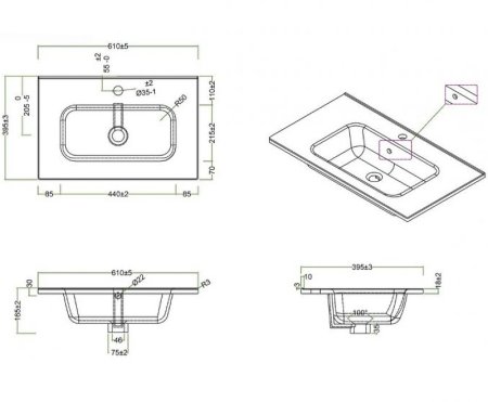 Раковина BelBagno 61 BB600/390ETL Белая 