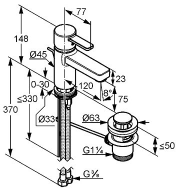 Смеситель Kludi Zenta XL 382600575 для раковины 