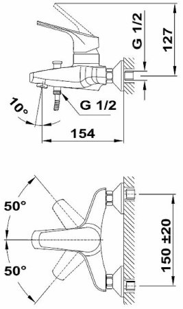 Смеситель для ванны Teka Alcudia 461216200 Хром 