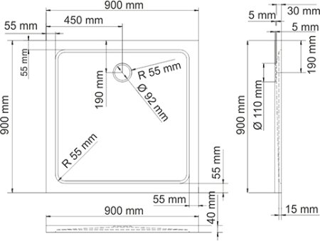 Поддон для душа WasserKRAFT Berkel 48T03 90x90 см 