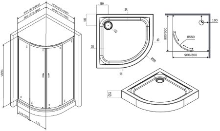 Душевой уголок AM.PM X-Joy Twin Slide 80x80 W88G-205-080MT без поддона профиль матовый Хром стекло прозрачное 