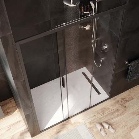 Душевая дверь AM.PM Gem 140 W90G-140-1-195BT профиль Черный матовый стекло прозрачное 