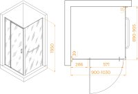 Душевой уголок RGW PA-078-1B (RGW PA-008B + Z-060-2B) 900x900