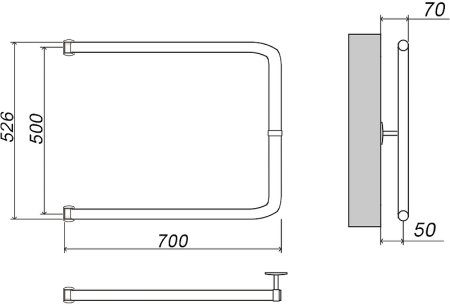 Водяной полотенцесушитель Grota Modesto 50х70 Хром 
