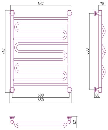 Полотенцесушитель водяной Сунержа Элегия+ 80x60 