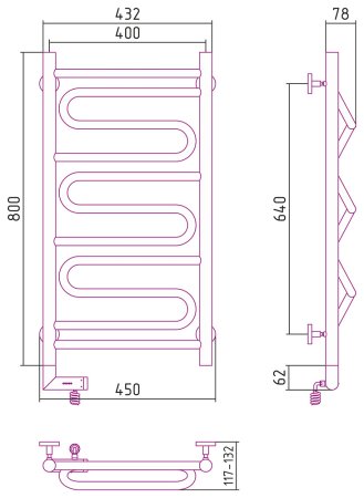 Полотенцесушитель электрический Сунержа Элегия 2.0 80х40 R 