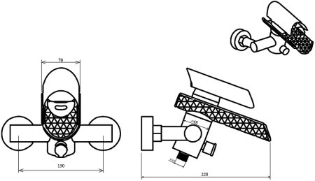 Смеситель для ванны Boheme Hypnose 233-CR Хром 