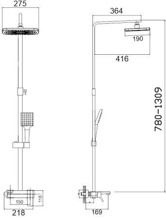 Душевая система Haiba черный (HB24818-7) 