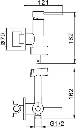 Гигиенический душ со смесителем Frap F7507 Хром 
