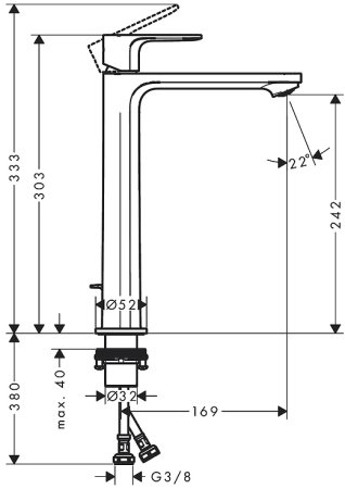Смеситель для раковины Hansgrohe Rebris E 72581000 Хром 