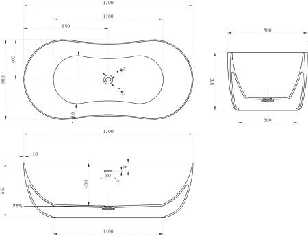 Ванна из искусственного камня ABBER Stein AS9604 белая матовая 
