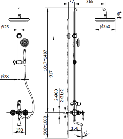 Душевая система AltroBagno Opera 030205 Cr 