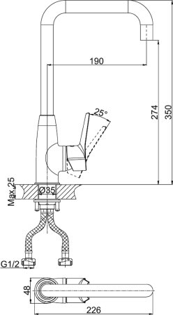 Смеситель D&K Mosel Rhein DA1262441 для кухонной мойки 