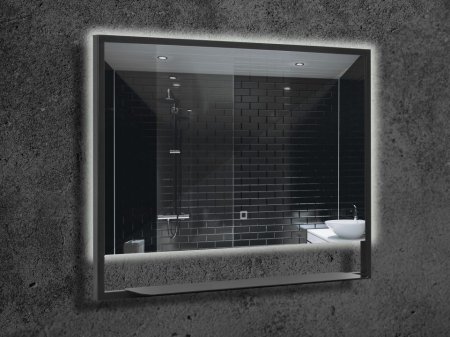 Зеркало Armadi Art Vallessi прямоугольное 80*80 с полочкой антрацит 551/2 