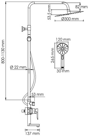 Душевая система WasserKRAFT A166.116.127.087.CH Хром 