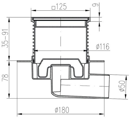 Душевой трап Paini 425NXL с решеткой Хром 
