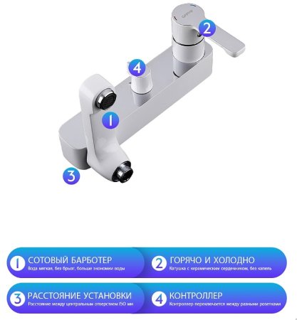 Душевая система Gappo G02-8 G2402-8 Белая Хром 