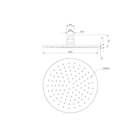 Верхний душ Omnires Slimline WG125CAT Антрацит 