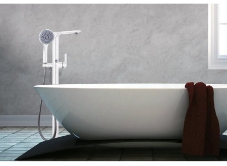 Смеситель для ванны напольный GANZER GZ21081F WHITE/CHROME 