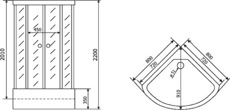 Душевая кабина Timo Standart T-6680 B профиль черный 