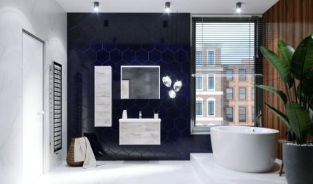 Шкаф пенал Roca Ronda 32 ZRU9303006 R подвесной Бетон Белый матовый 