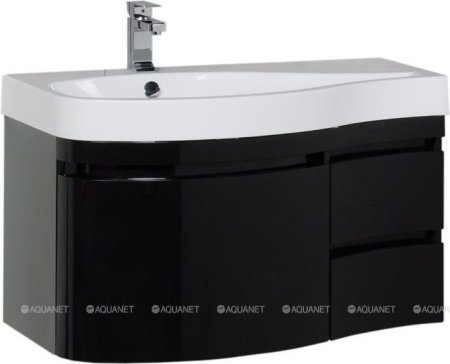 Тумба с раковиной Aquanet Сопрано 95 L черный (3 ящика) 