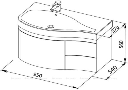 Тумба с раковиной Aquanet Сопрано 95 L черный (3 ящика) 