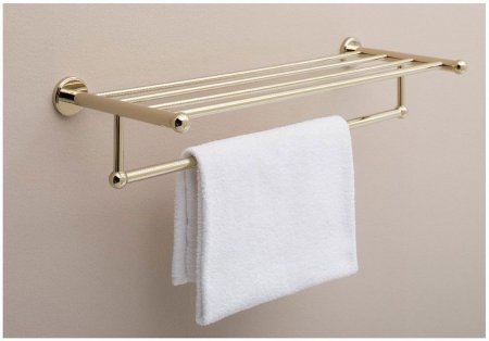 Полка Aquanet 4662 золото с полотенцедержателем 