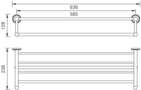 Полка Aquanet 4662 золото с полотенцедержателем 