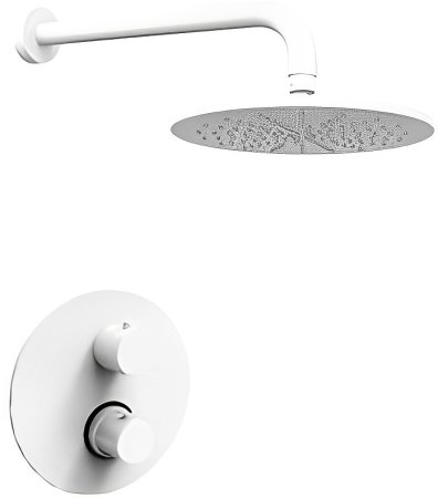 Душевая система Paffoni Light KITLIQ013BO с термостатом Белая матовая 