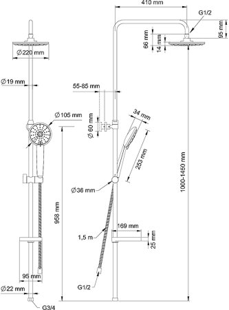 Душевая система Swedbe Calypso 5074 Хром 
