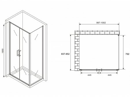 Душевой уголок Abber Sonnenstrand 100x85 AG04100BC-S85B профиль Черный стекло прозрачное 