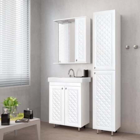 Зеркало со шкафом Style Line Канна 90 С с подсветкой Белый глянец 